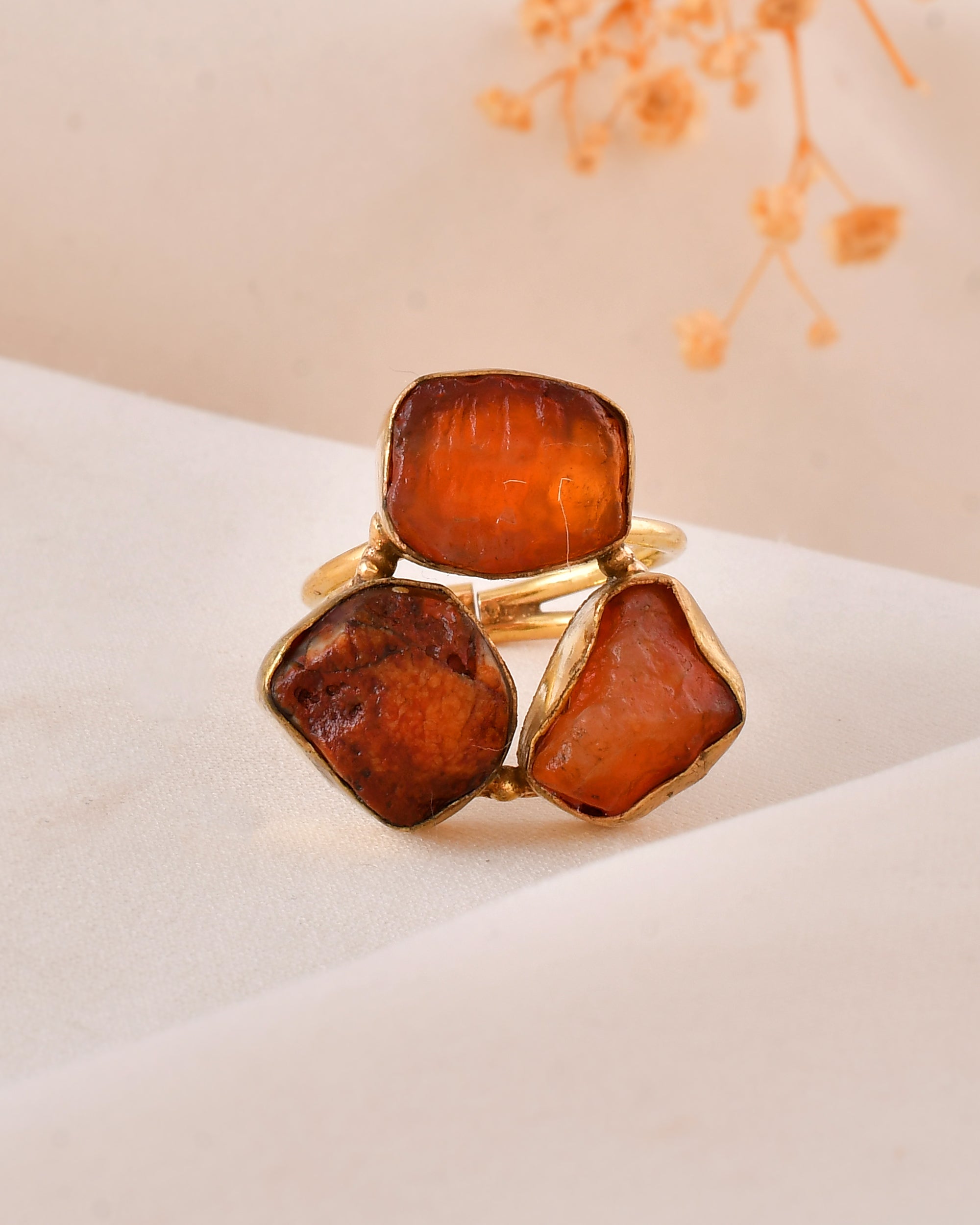 Fiery Carnelian Dandiya Statement Ring
