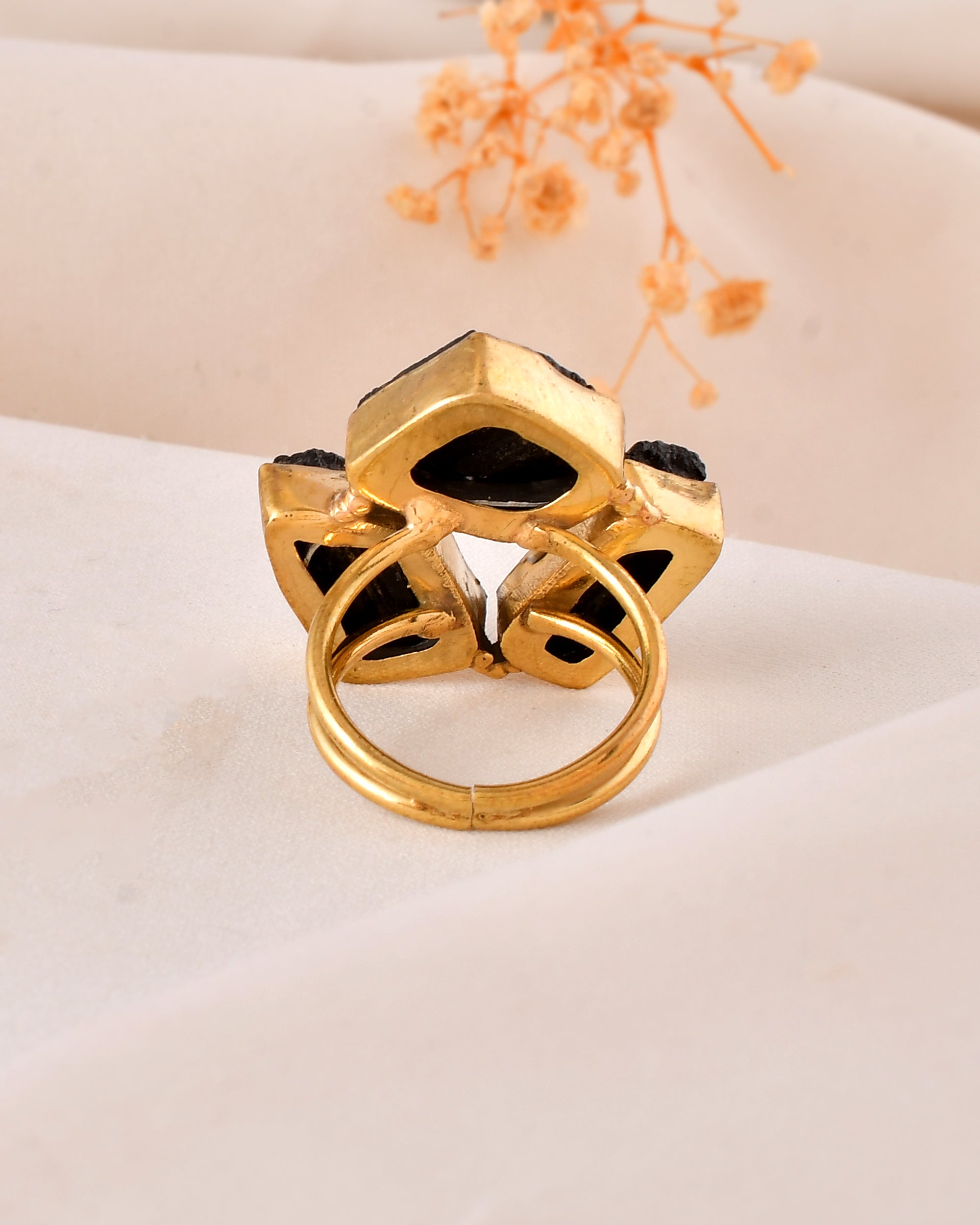 Black Tourmaline Dandiya Statement Ring