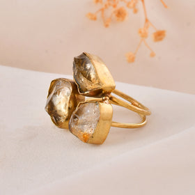 Golden Citrine Dandiya Statement Ring