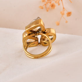 Golden Citrine Dandiya Statement Ring