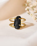 NATURAL BLACK TOURMALINE RAW RING 100% Natural Gemstone