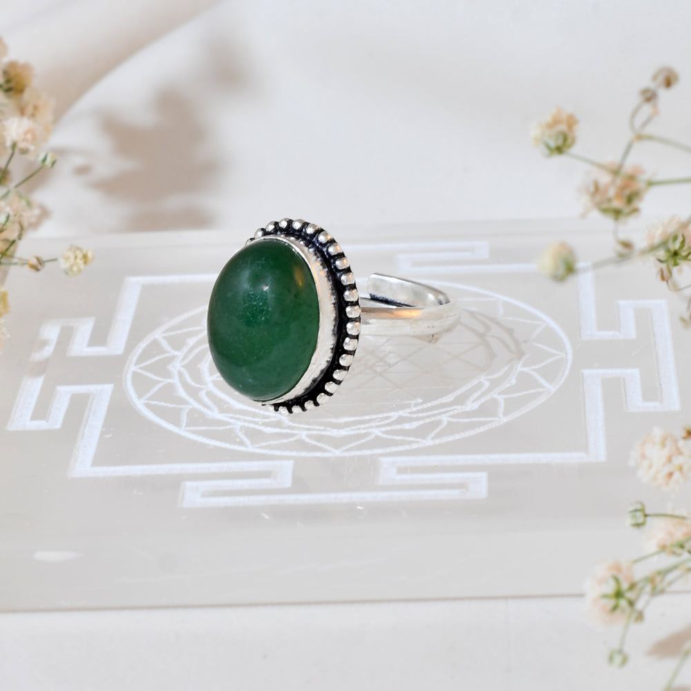 NATURAL GREEN JADE  RING