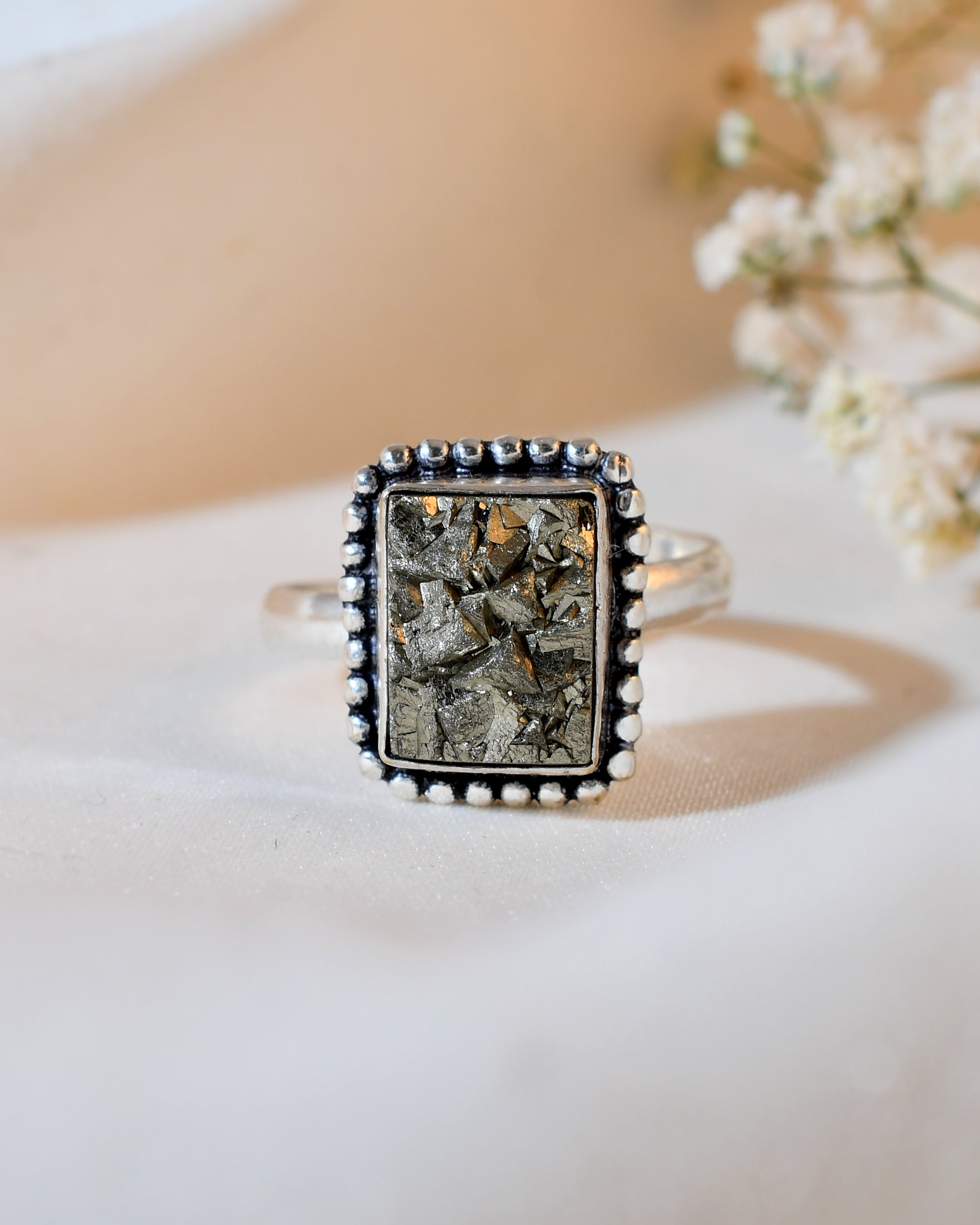 ✦ Raw Pyrite Ring