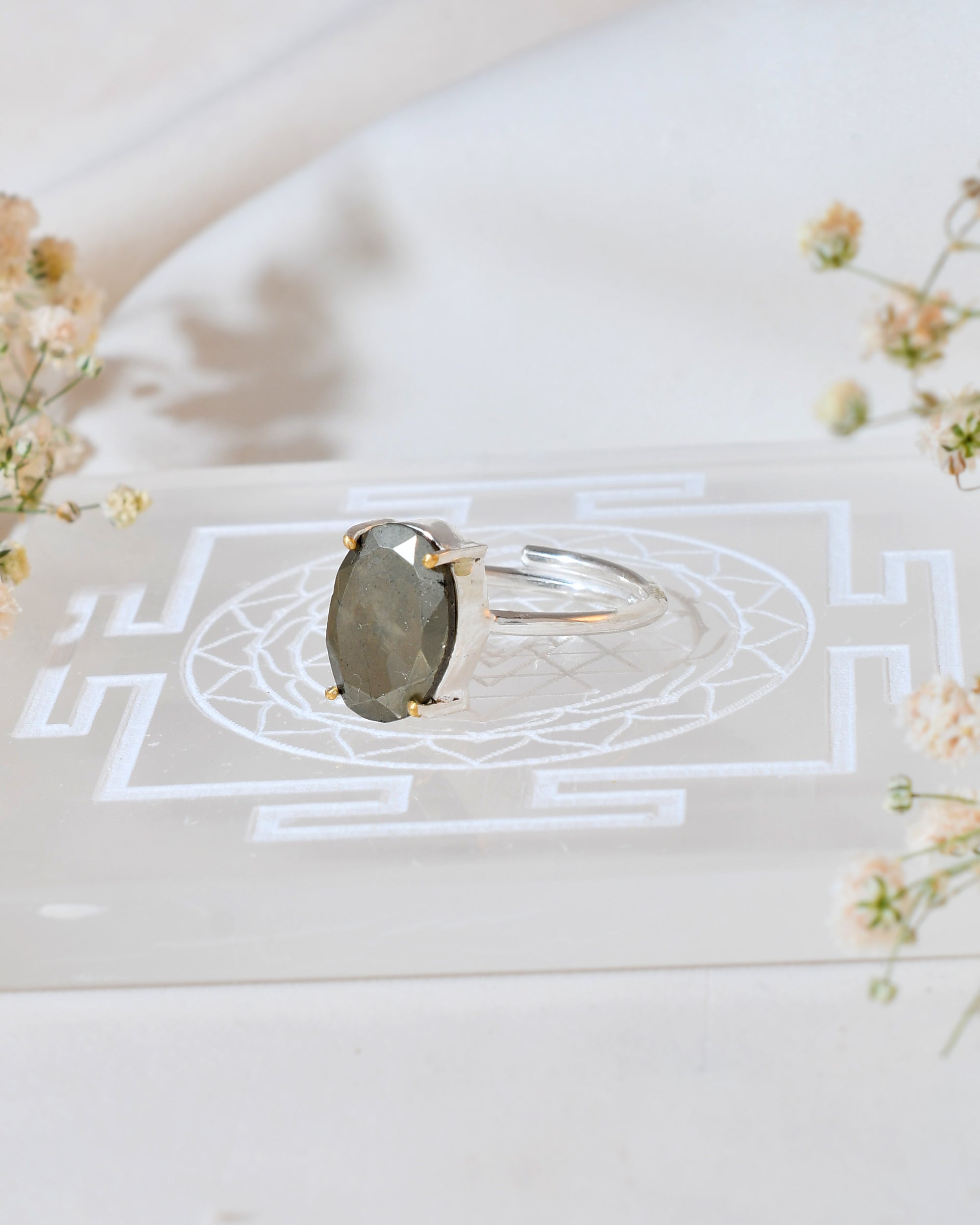 NATURAL PYRITE  FACITED RING 100% Natural Gemstone