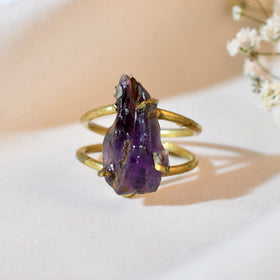 NATURAL AMETHYST RAW RING 100% Natural Gemstone