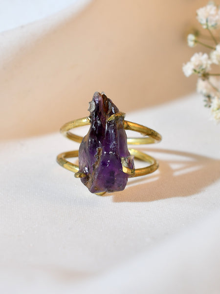 NATURAL AMETHYST RAW RING 100% Natural Gemstone