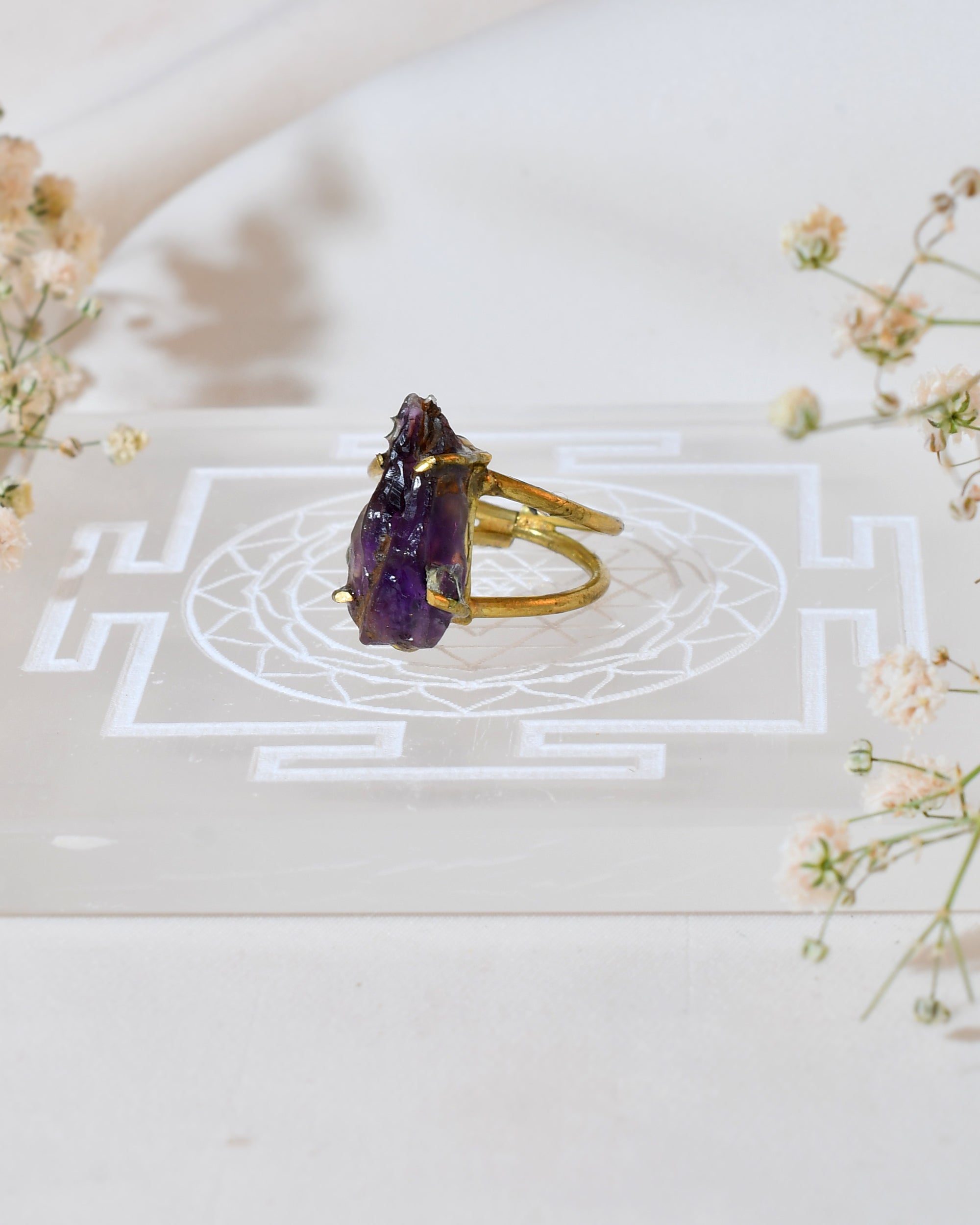 NATURAL AMETHYST RAW RING 100% Natural Gemstone