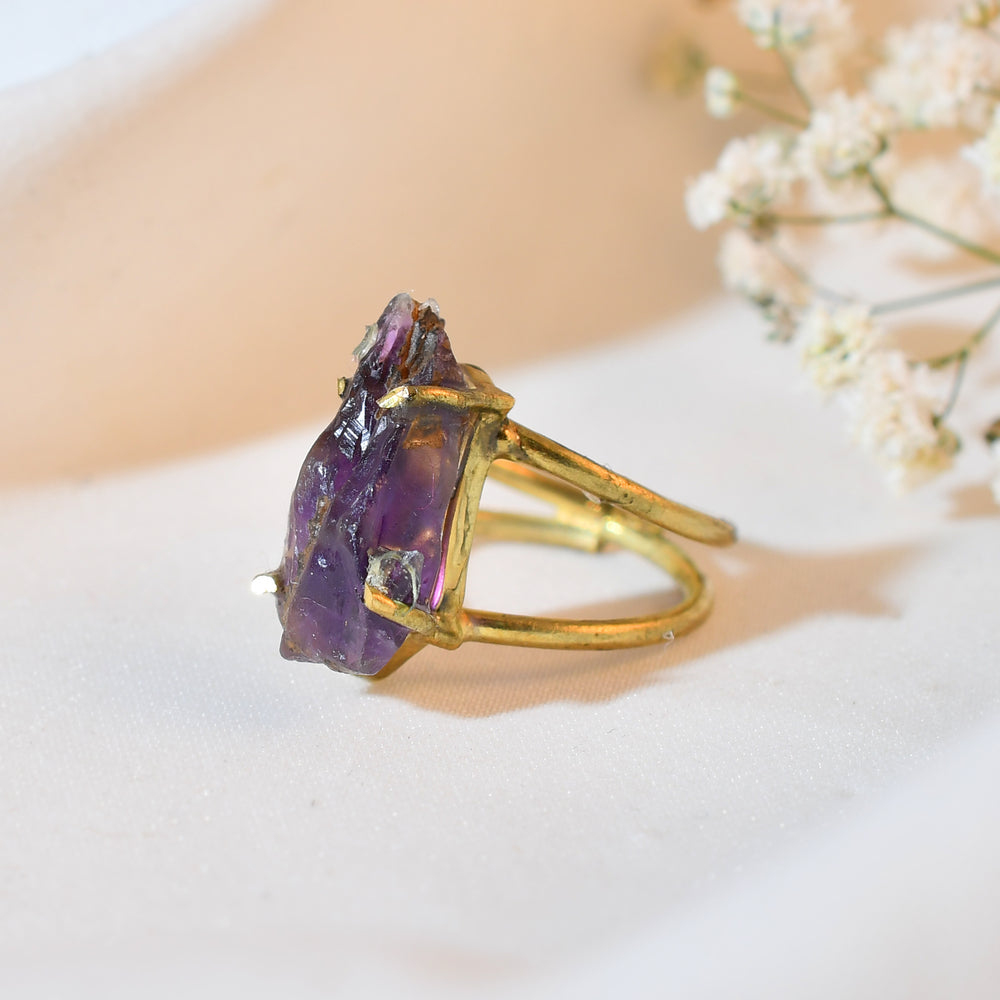 NATURAL AMETHYST RAW RING 100% Natural Gemstone