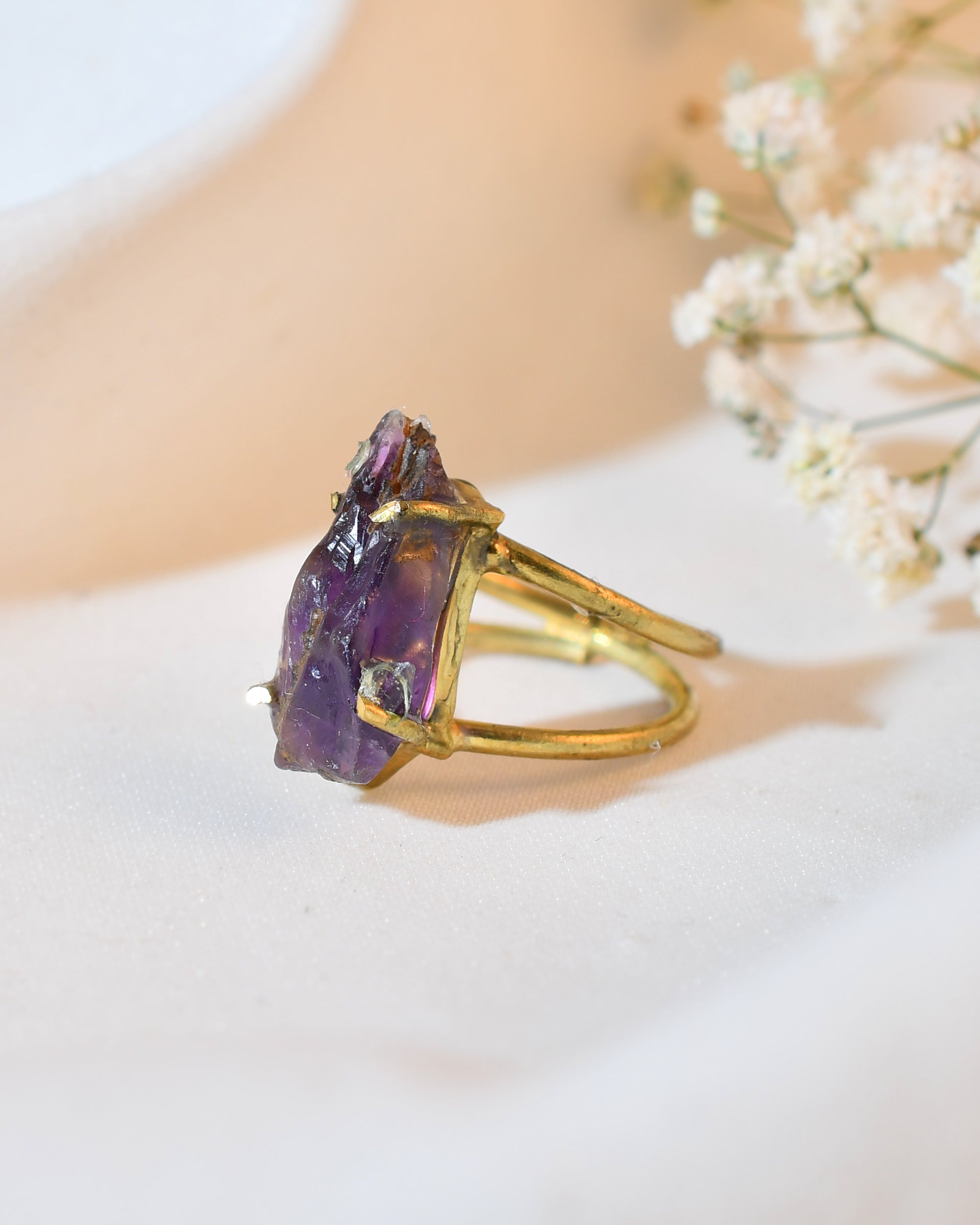 NATURAL AMETHYST RAW RING 100% Natural Gemstone