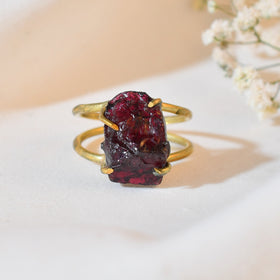 NATURAL GARNET RAW RING 100% Natural Gemstone
