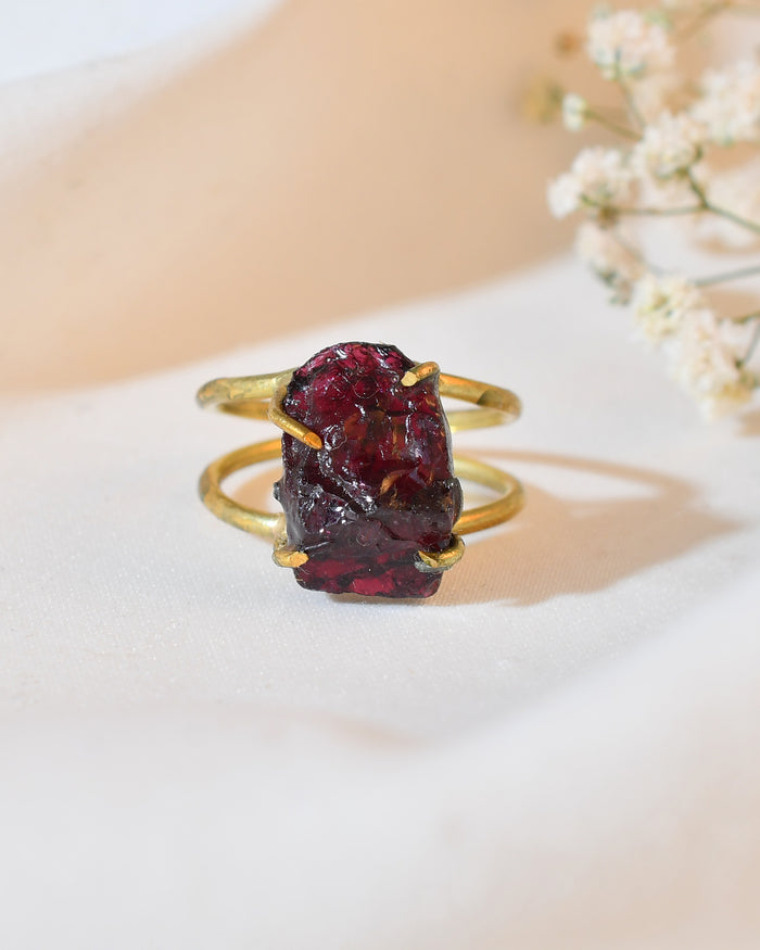 NATURAL GARNET RAW RING 100% Natural Gemstone