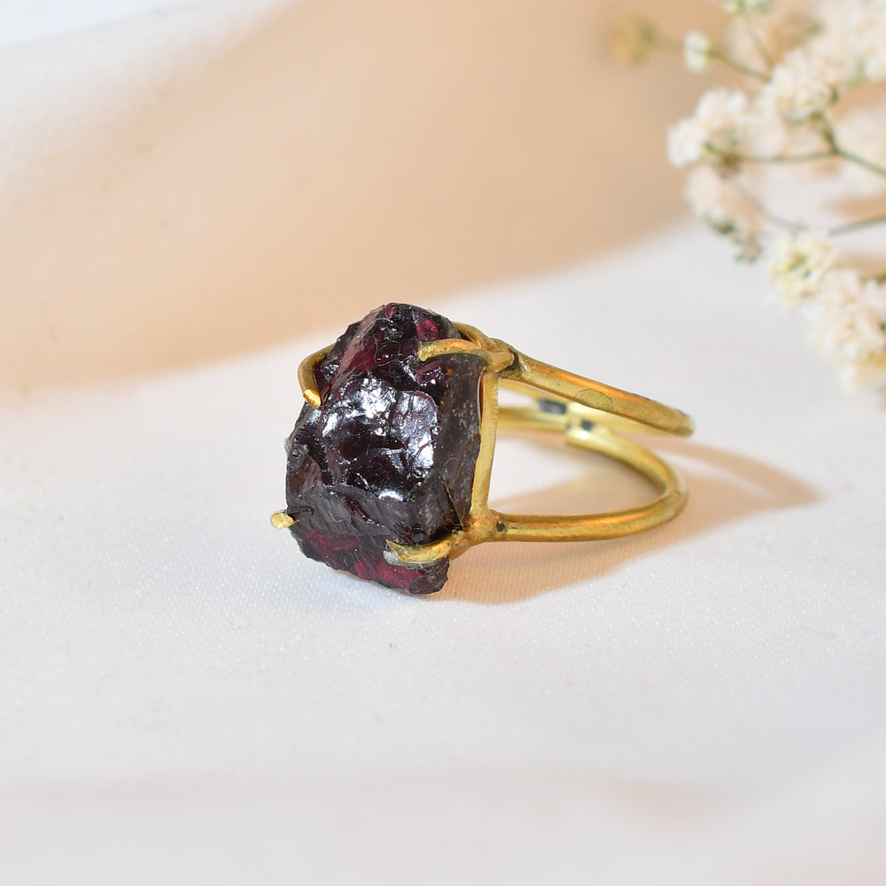 NATURAL GARNET RAW RING 100% Natural Gemstone