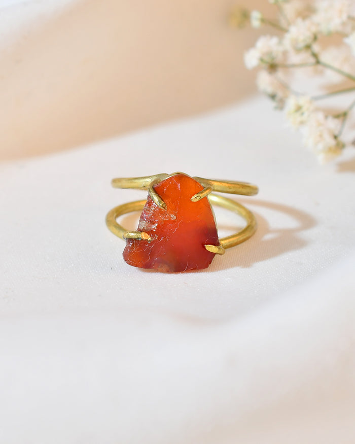 NATURAL CARNELIAN RAW RING 100% Natural Gemstone
