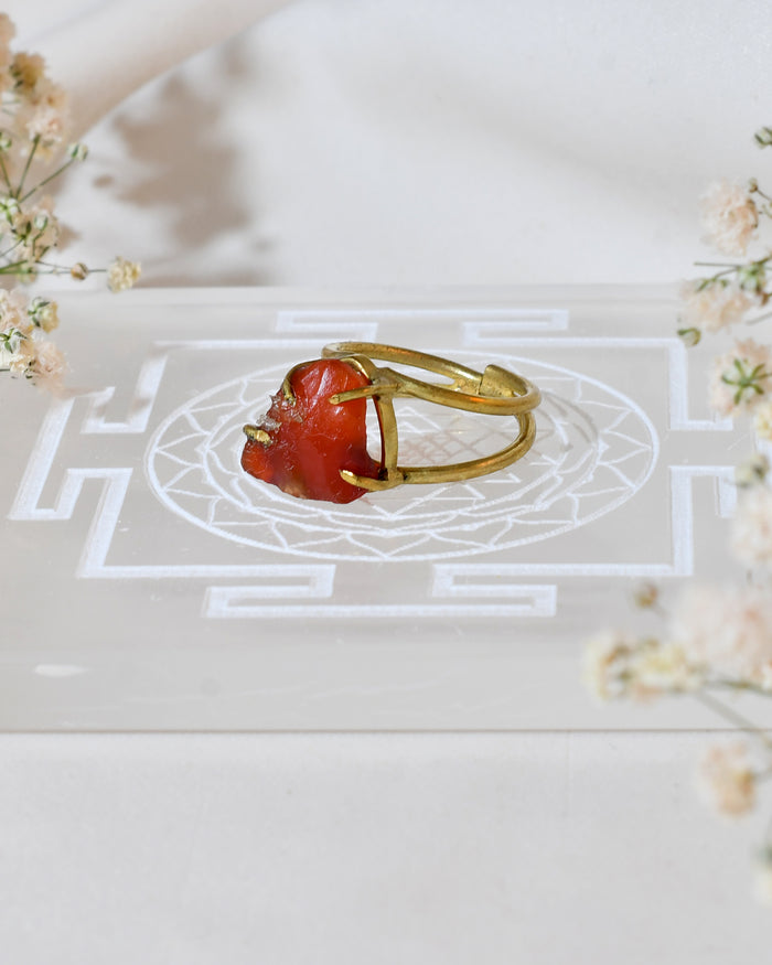 NATURAL CARNELIAN RAW RING 100% Natural Gemstone