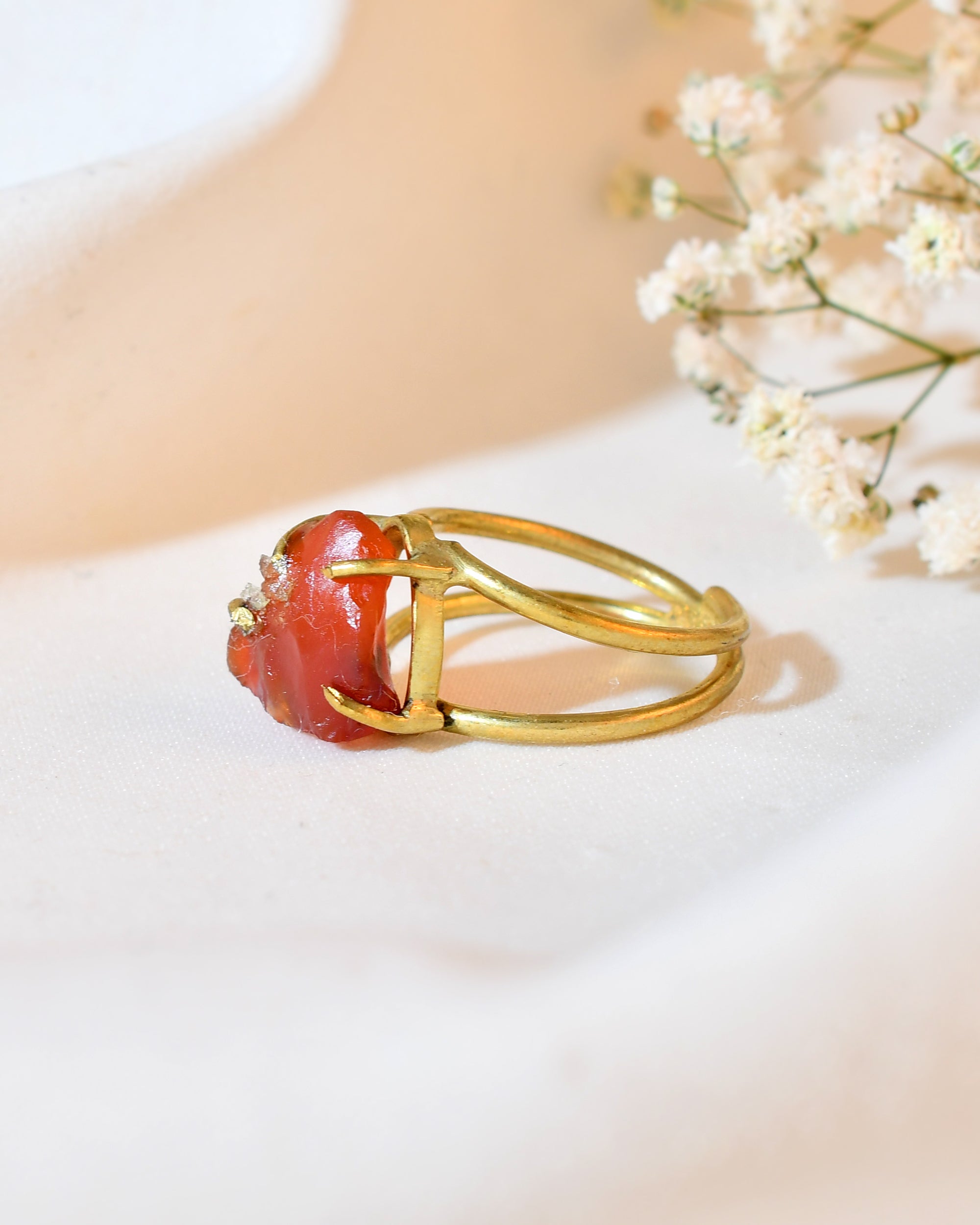 NATURAL CARNELIAN RAW RING 100% Natural Gemstone