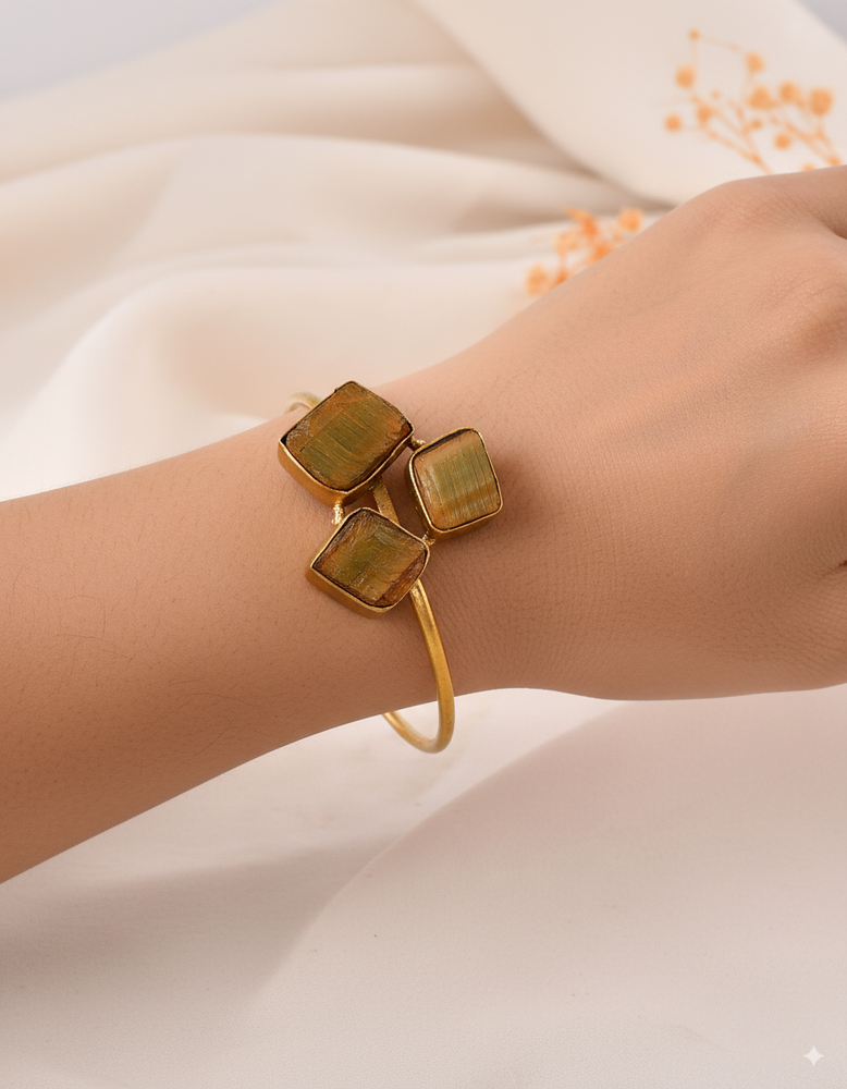 Natural Tiger Eye Adjustable Size Bangle
