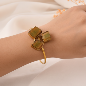 Natural Tiger Eye Adjustable Size Bangle