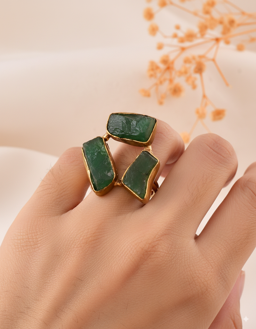 Jade Dandiya Statement Ring