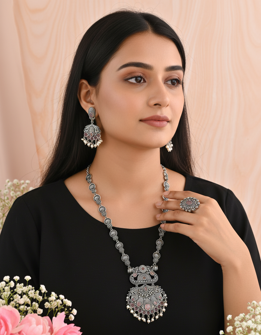 Gulabi Shringar Dandiya Necklace Set