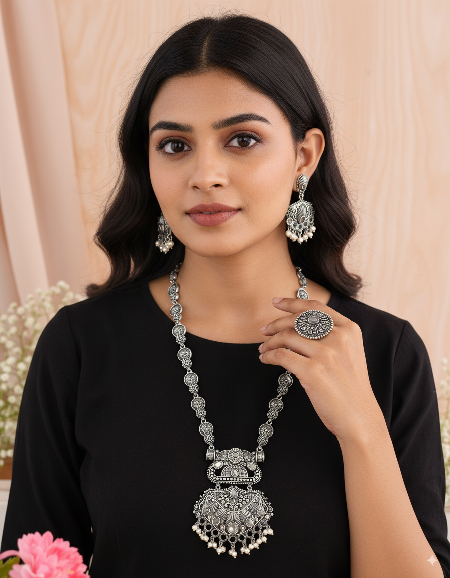 Shubhra Pearlwork Dandiya Necklace Set