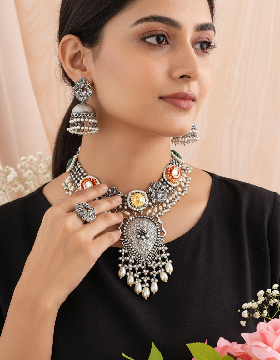 Rajsi Kundan Pearl Dandiya Choker Set