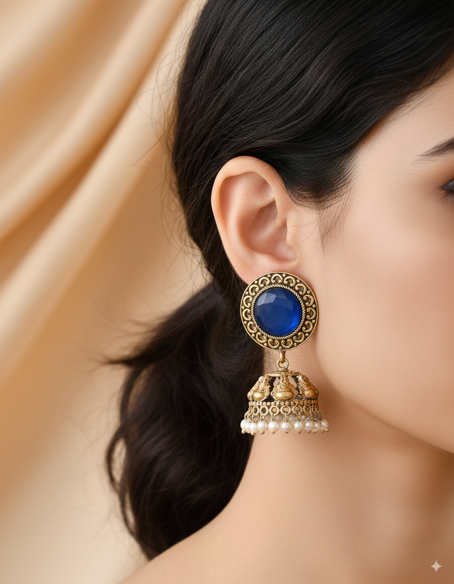 Neel Jhumka Dandiya White Metal Earrings