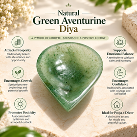 Natural Green Aventurine Crystal Diya (With Certificate)