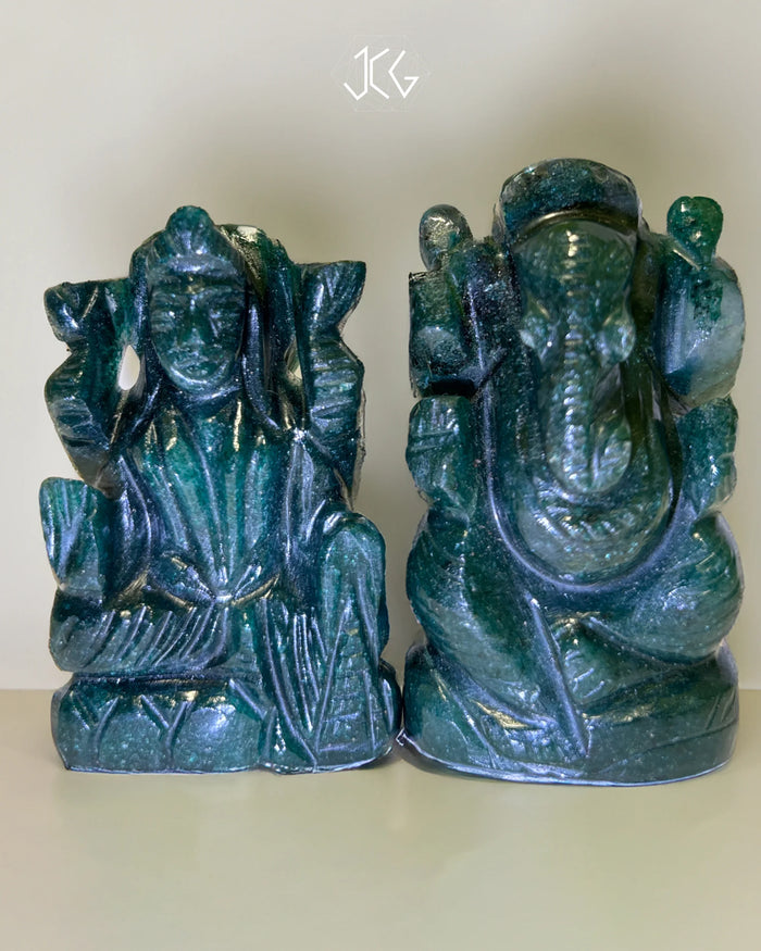 Jade Ganesha & Laxmi - Jaipur Crystal Gems