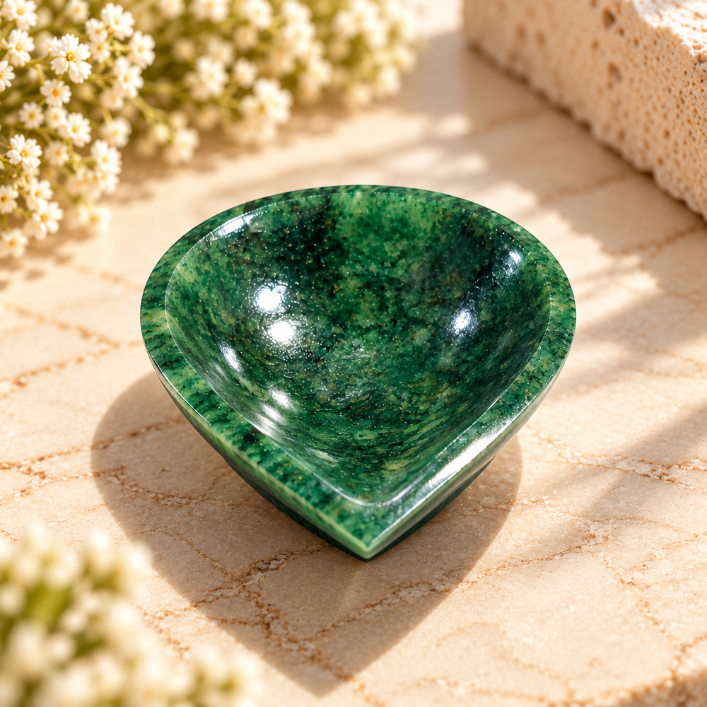 Natural Green Jade Crystal Diya (With Certificate)