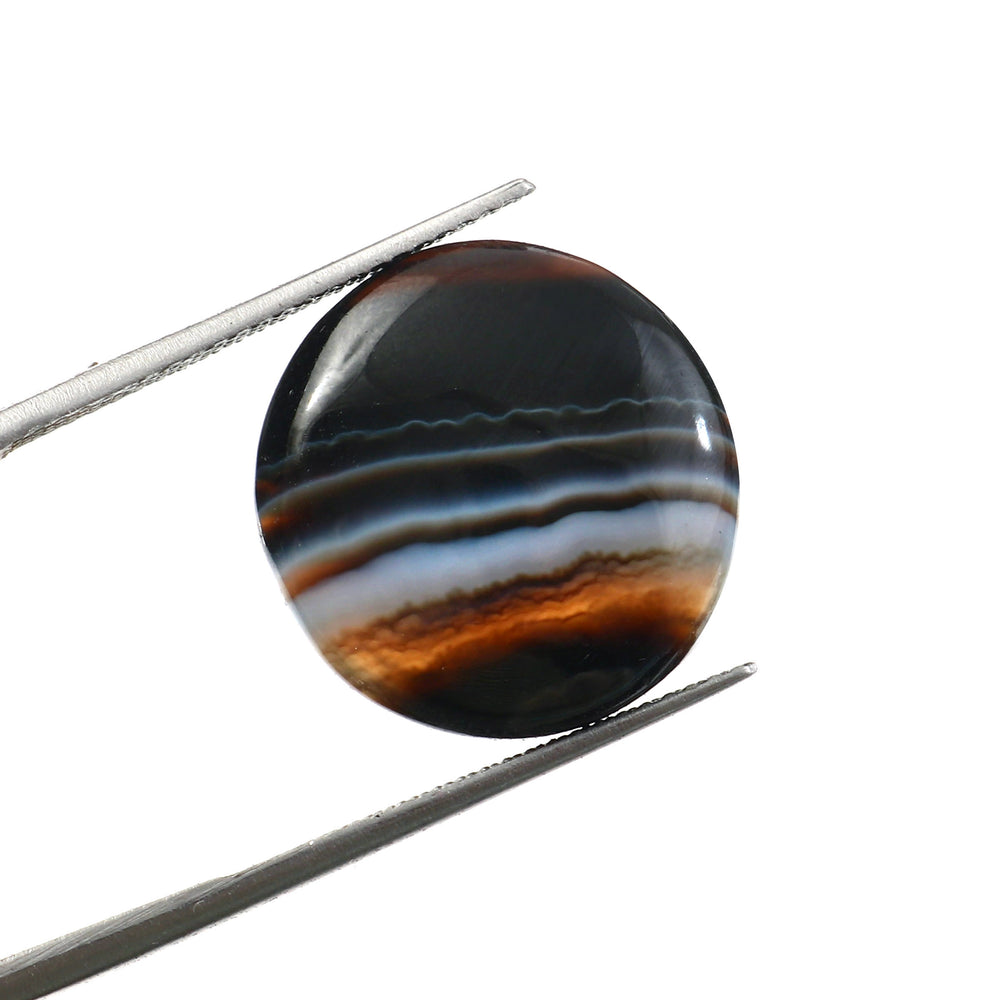 Natural Sulemani Hakik Black Agate Round Gemstone – 10.98 Carat (12.19 Ratti), 16.5 mm (With Certificate)