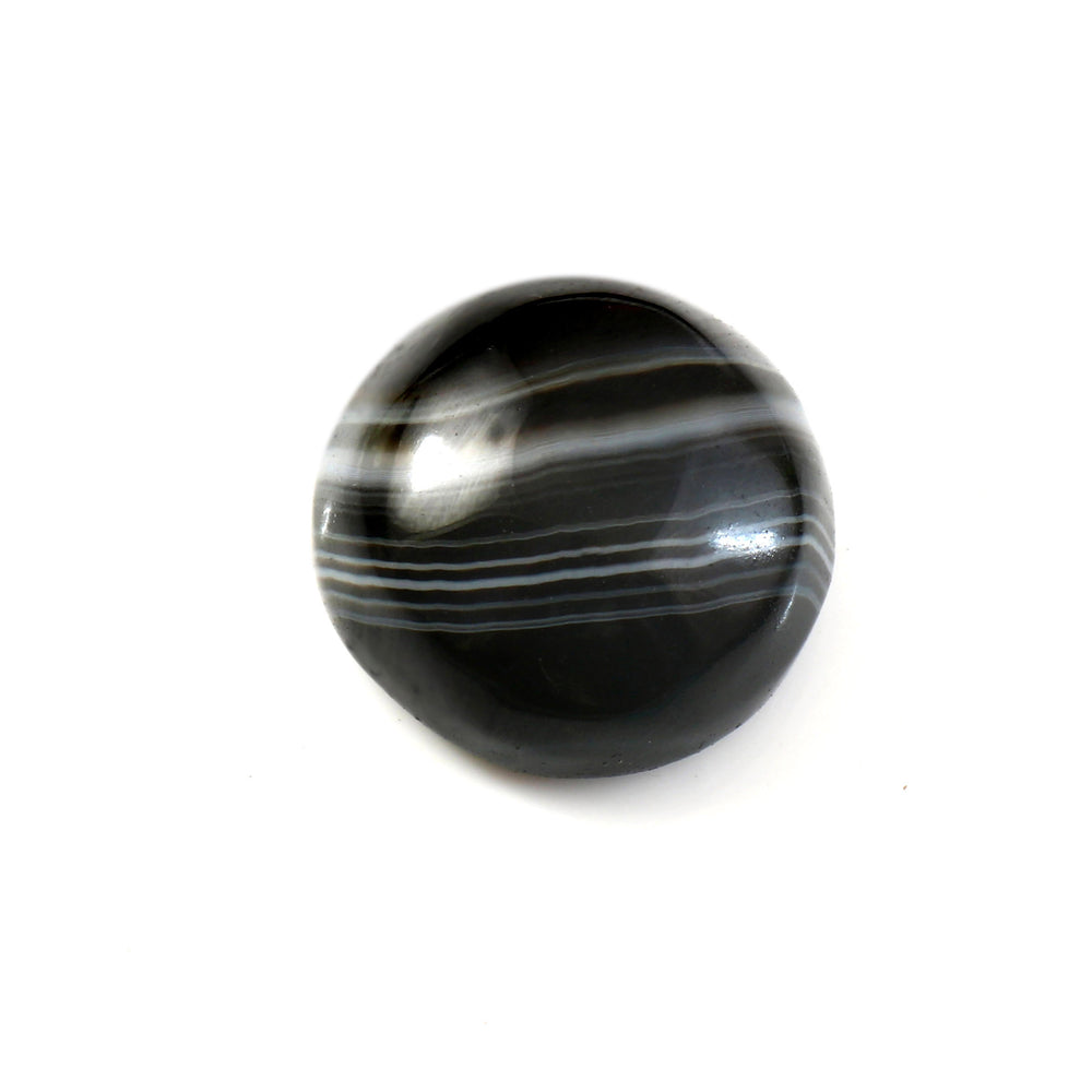 Natural Sulemani Hakik Black Agate Round Gemstone – 14.38 Carat (15.96 Ratti), 15 mm (With Certificate)