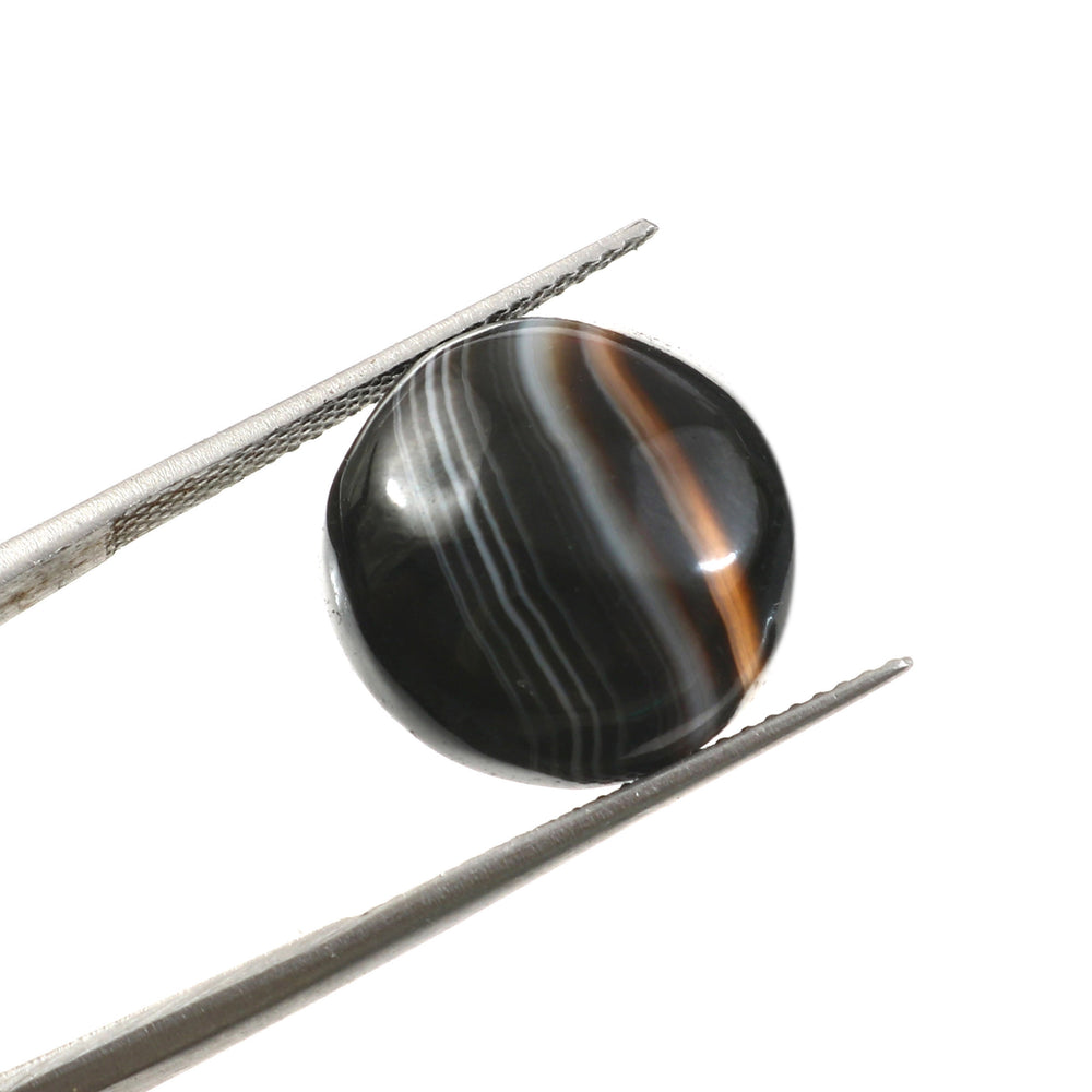 Natural Sulemani Hakik Black Agate Round Gemstone – 14.38 Carat (15.96 Ratti), 15 mm (With Certificate)