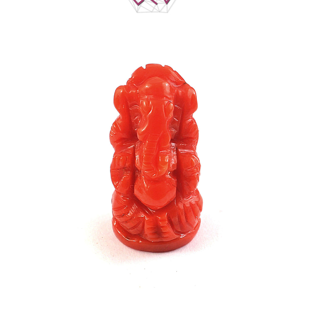 Natural Italian Coral Lord Ganesha Idol 9.90 Carat (With Certificate)