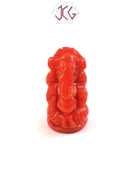 Natural Italian Coral Lord Ganesha Idol 9.90 Carat (With Certificate)