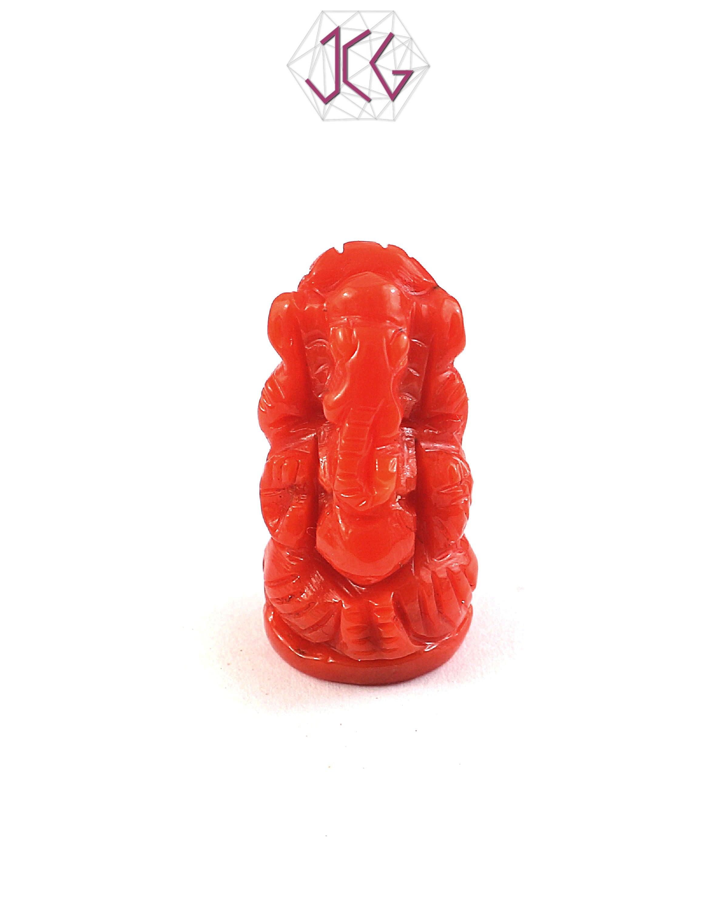 Natural Italian Coral Lord Ganesha Idol 9.90 Carat (With Certificate)