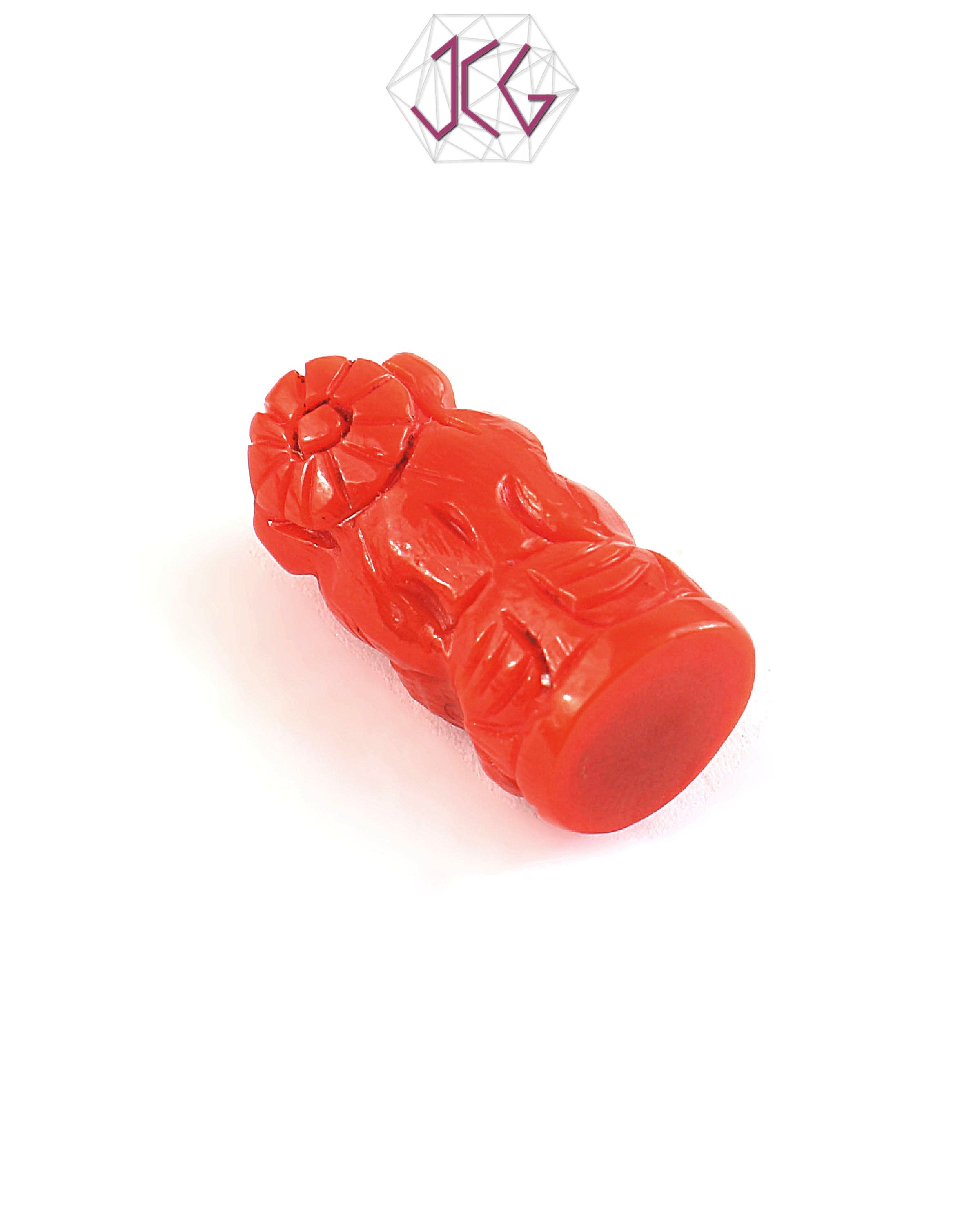 Natural Italian Coral Lord Ganesha Idol 9.90 Carat (With Certificate)