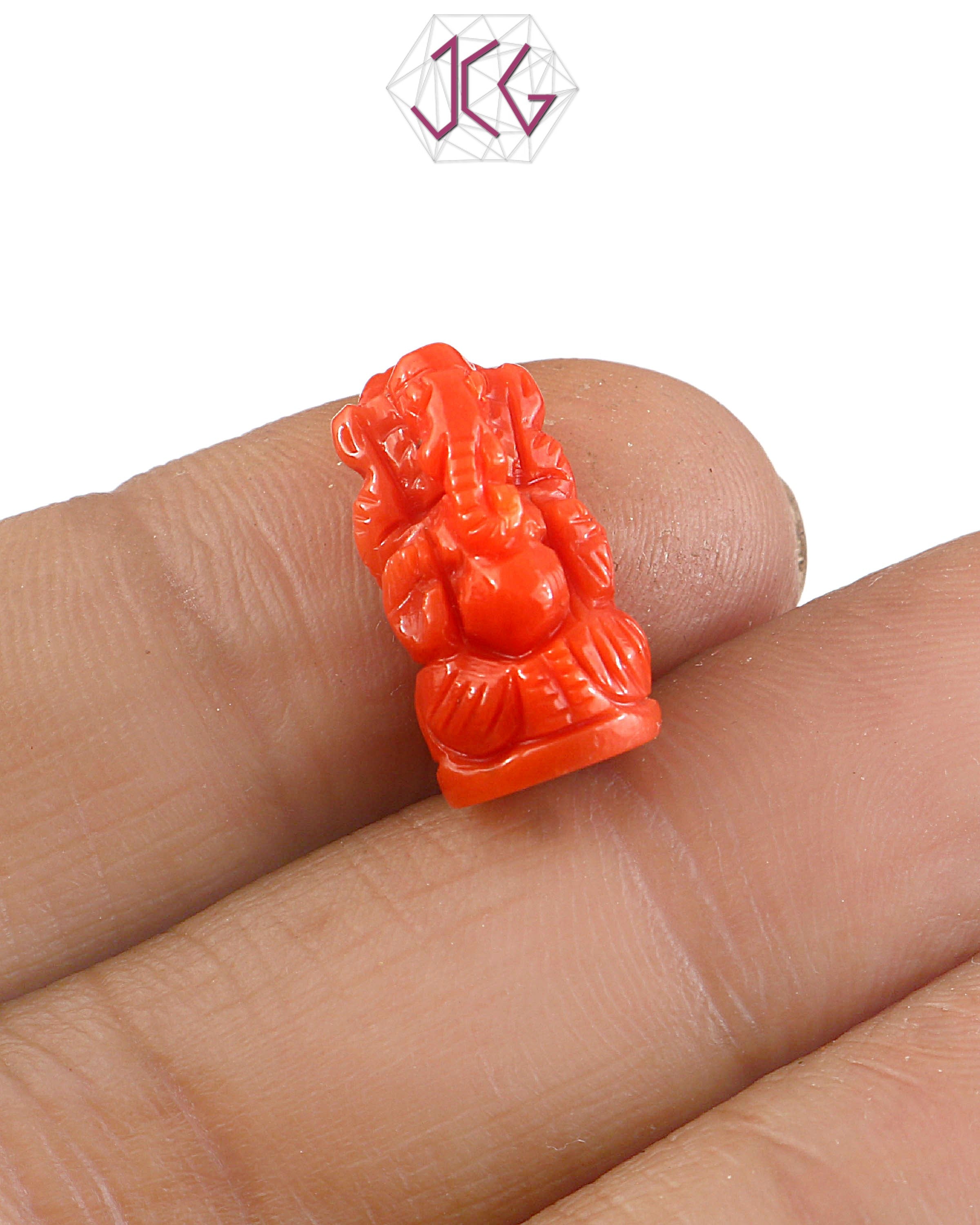 Natural Italian Coral Lord Ganesha Idol 9.90 Carat (With Certificate)