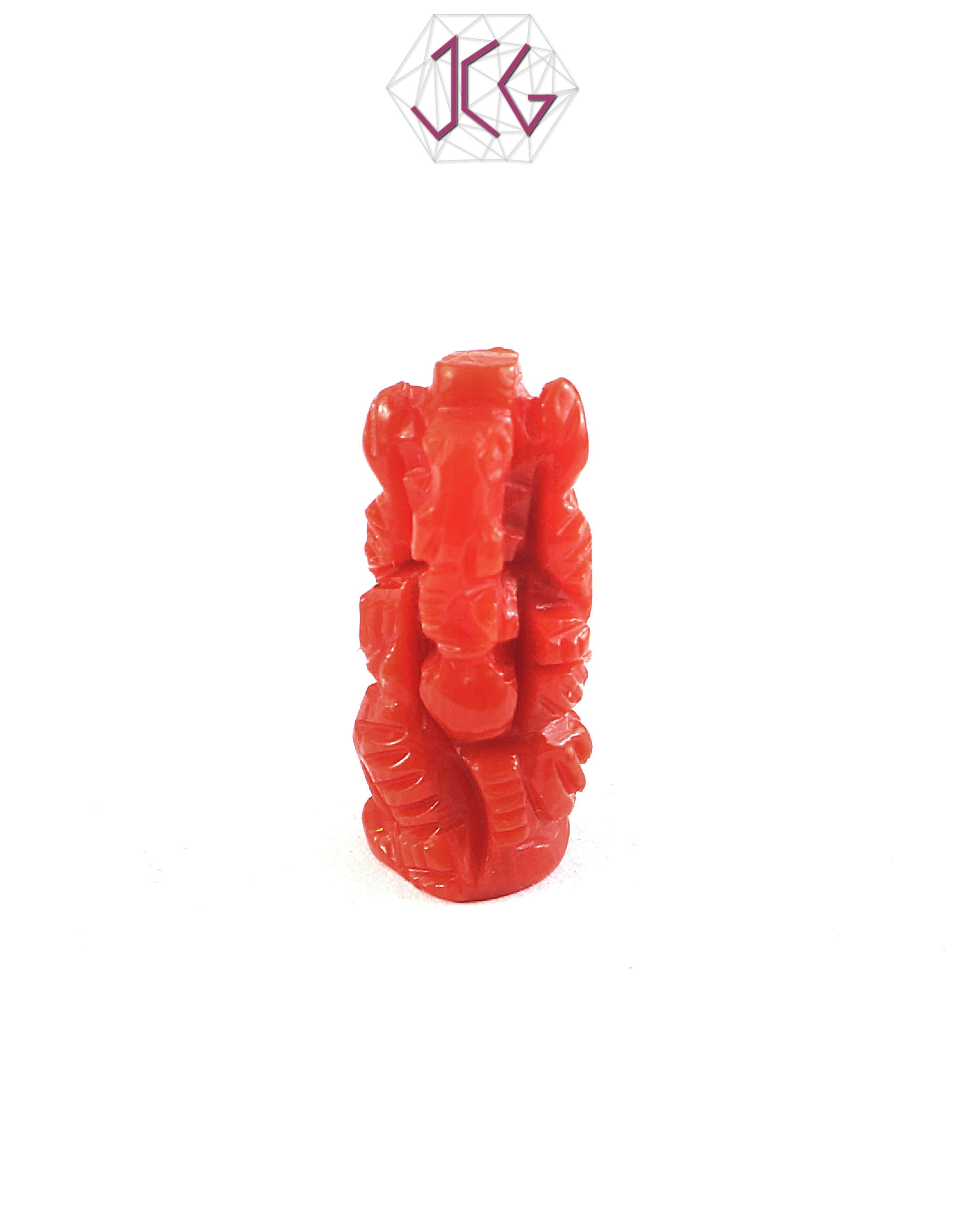 Natural Italian Coral Lord Ganesha Idol 5.10 Carat (With Certificate)
