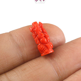 Natural Italian Coral Lord Ganesha Idol 5.10 Carat (With Certificate)