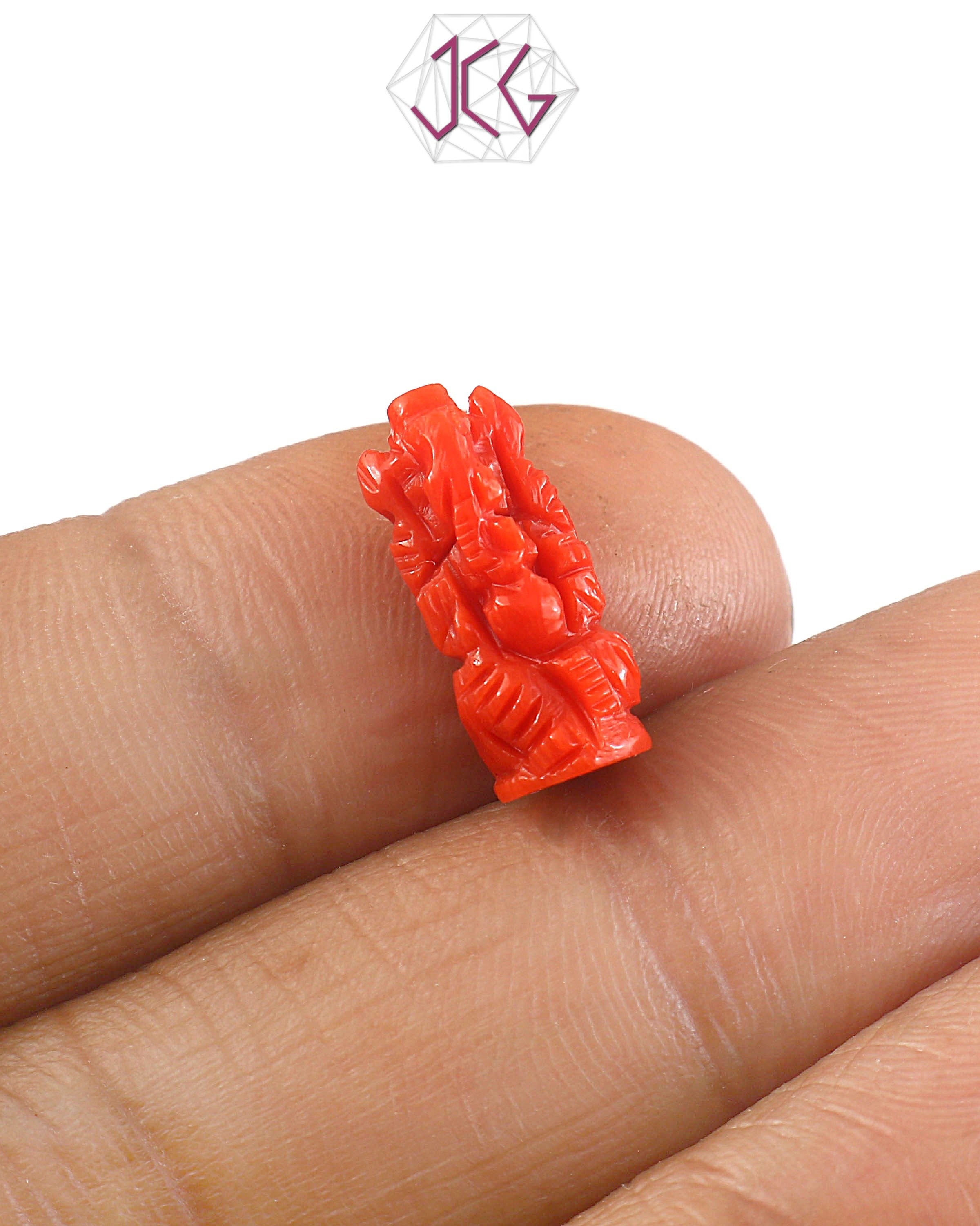 Natural Italian Coral Lord Ganesha Idol 5.10 Carat (With Certificate)