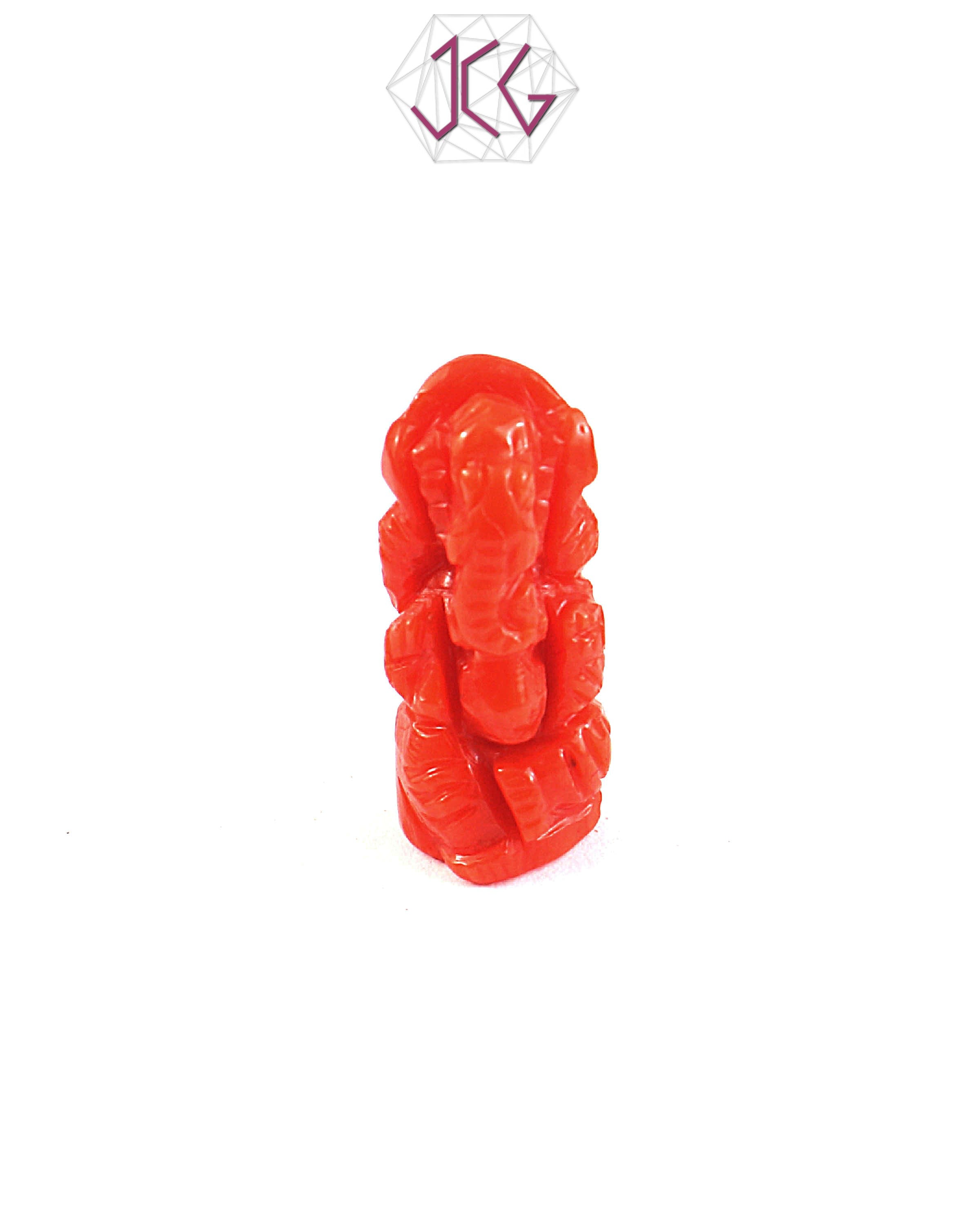 Natural Italian Coral Lord Ganesha Idol 5.15 Carat (With Certificate)