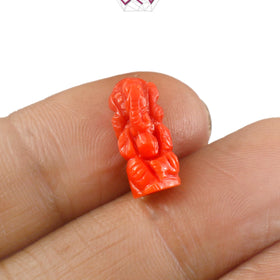 Natural Italian Coral Lord Ganesha Idol 5.15 Carat (With Certificate)