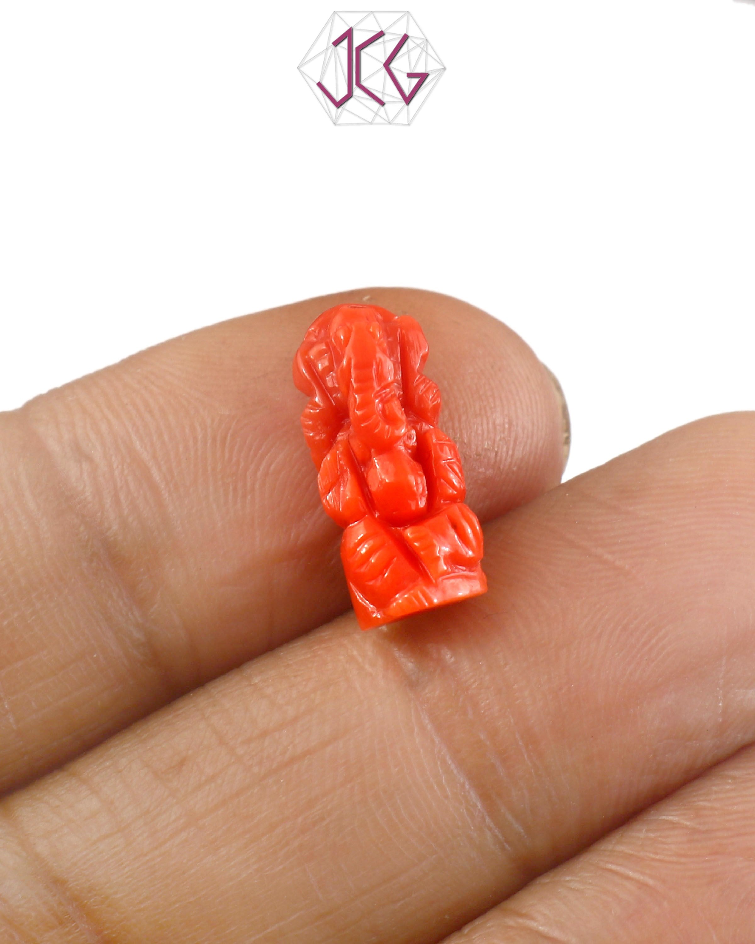 Natural Italian Coral Lord Ganesha Idol 5.15 Carat (With Certificate)