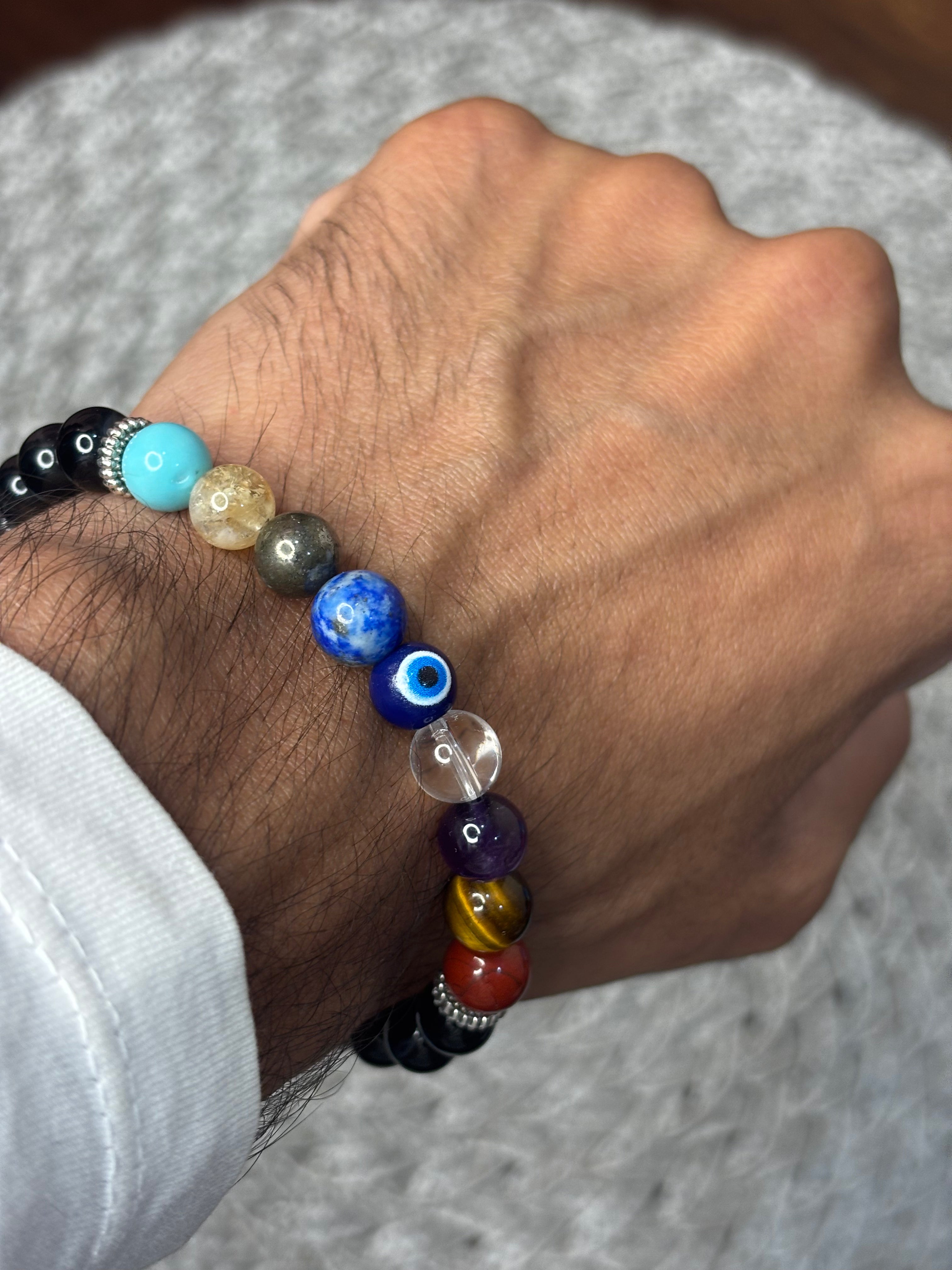 9 Chakra Evil Eye Magnetic Lock Bracelet
