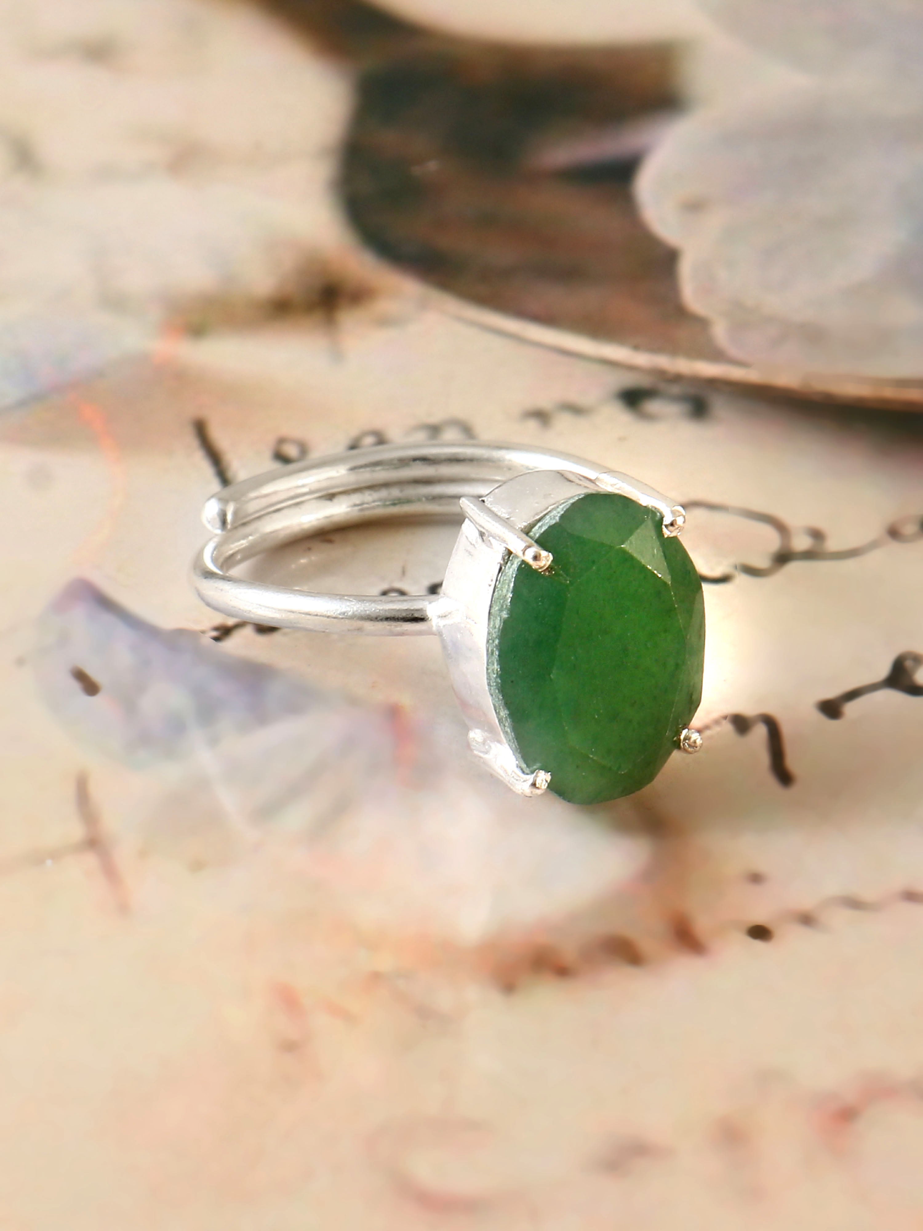 NATURAL GREEN JADE RING