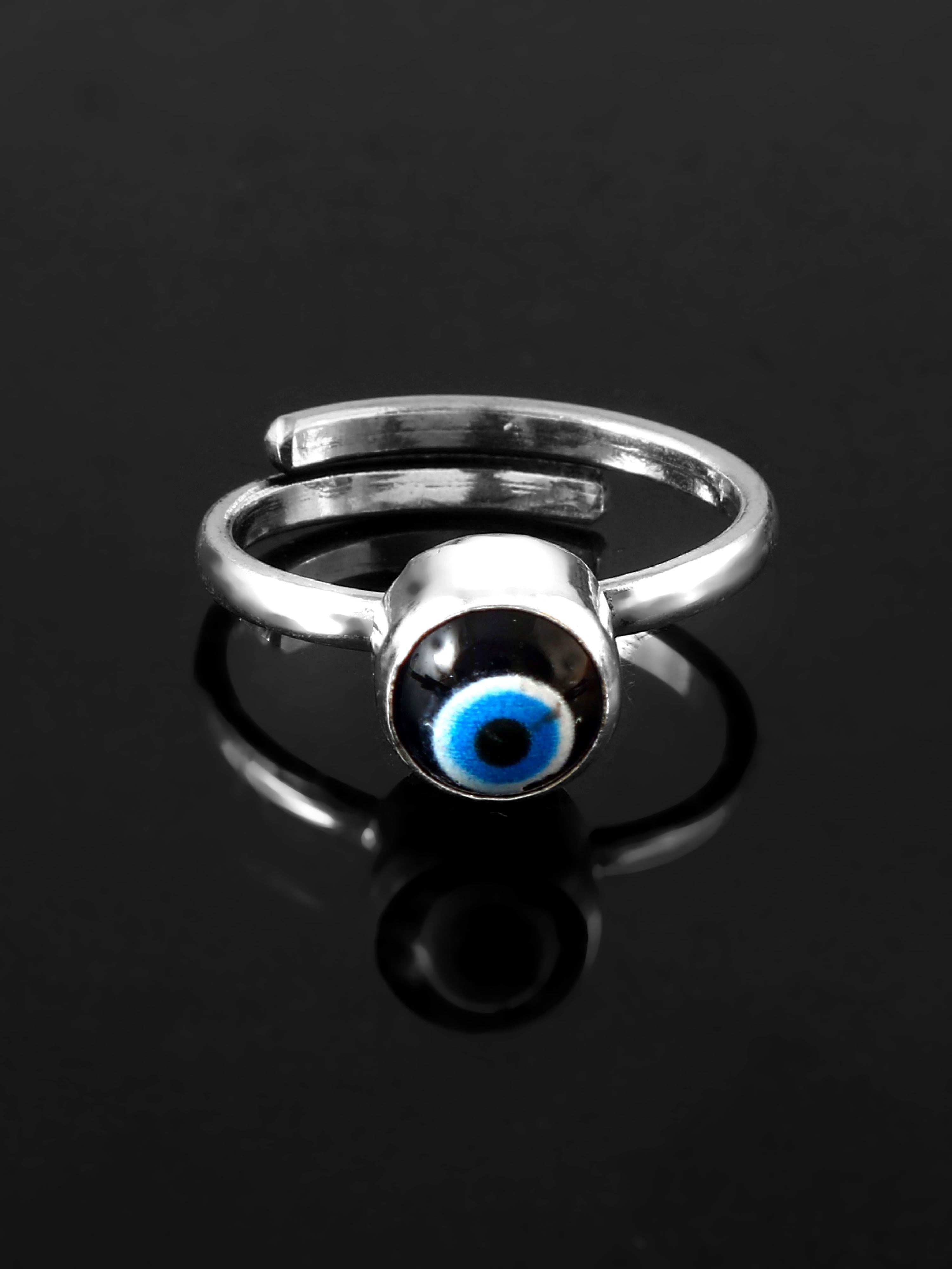 EVIL EYE RING IN SILVER PLATED