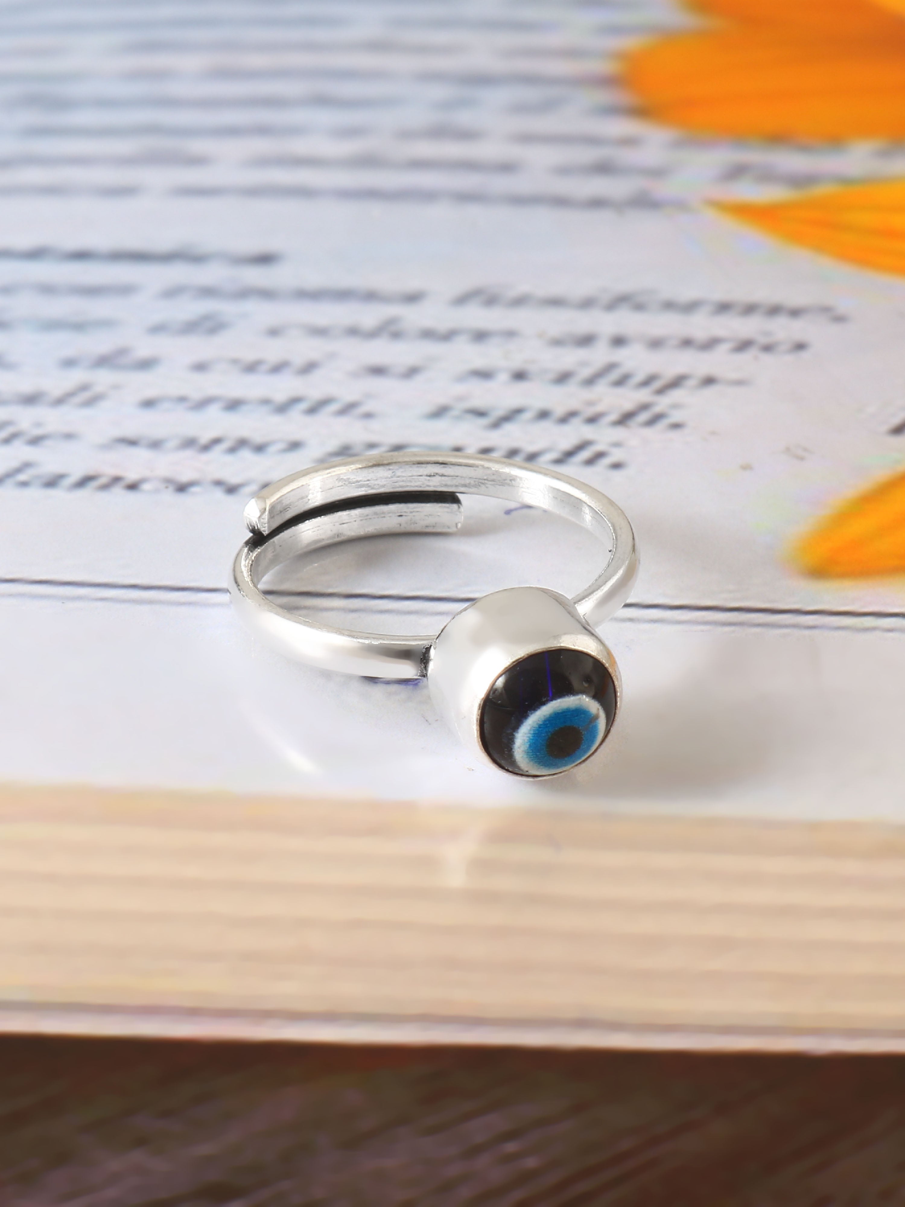 EVIL EYE RING IN SILVER PLATED