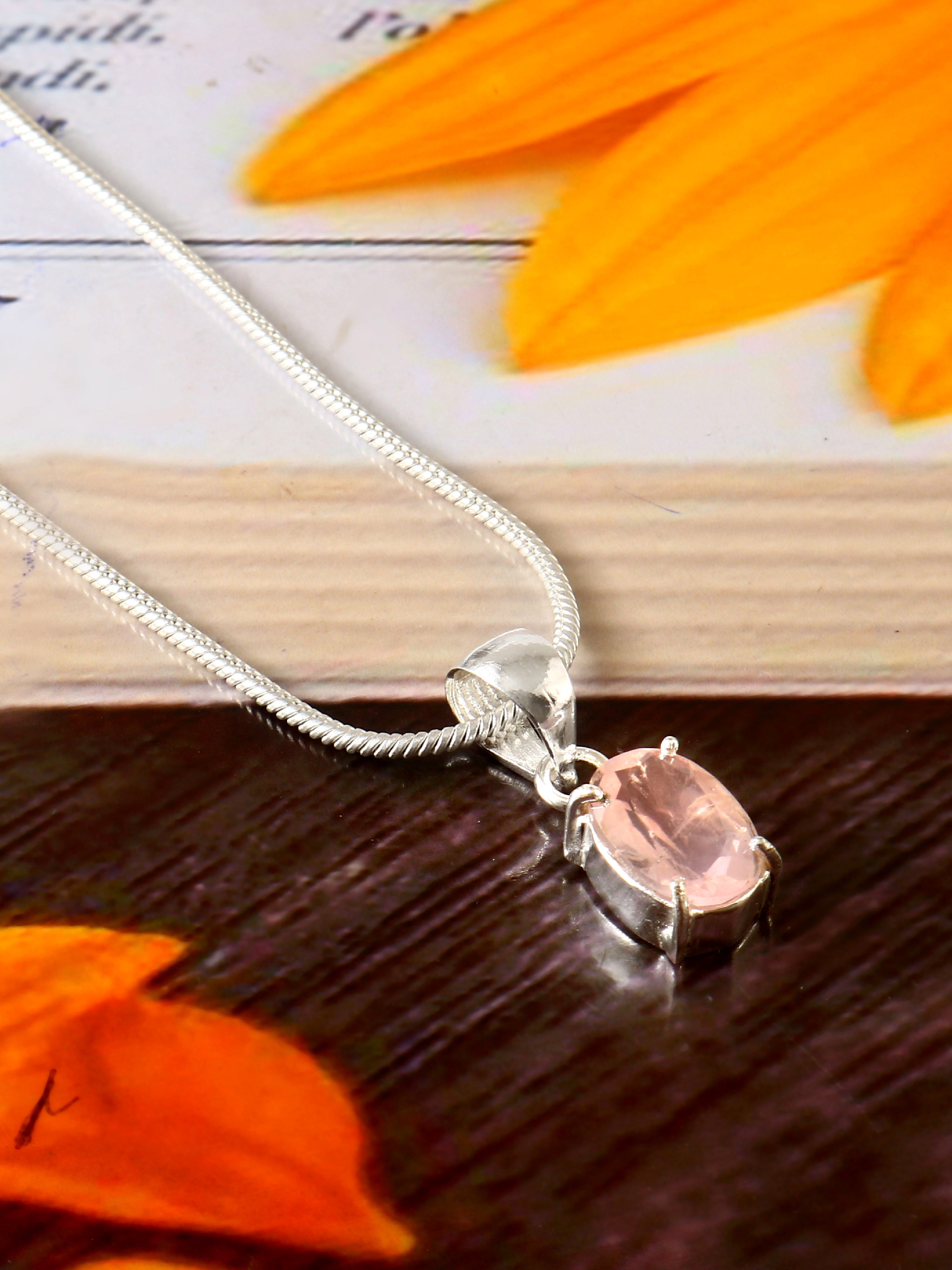 Natural Facited Rose quartz Pendant