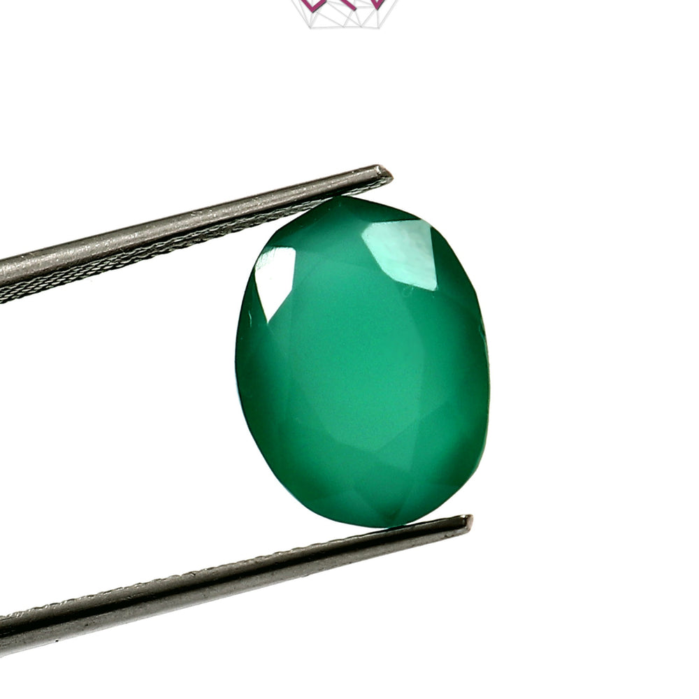 Natural Green Onyx Gemstone 6.74 Carat / 7.48 Ratti (With Certificate)