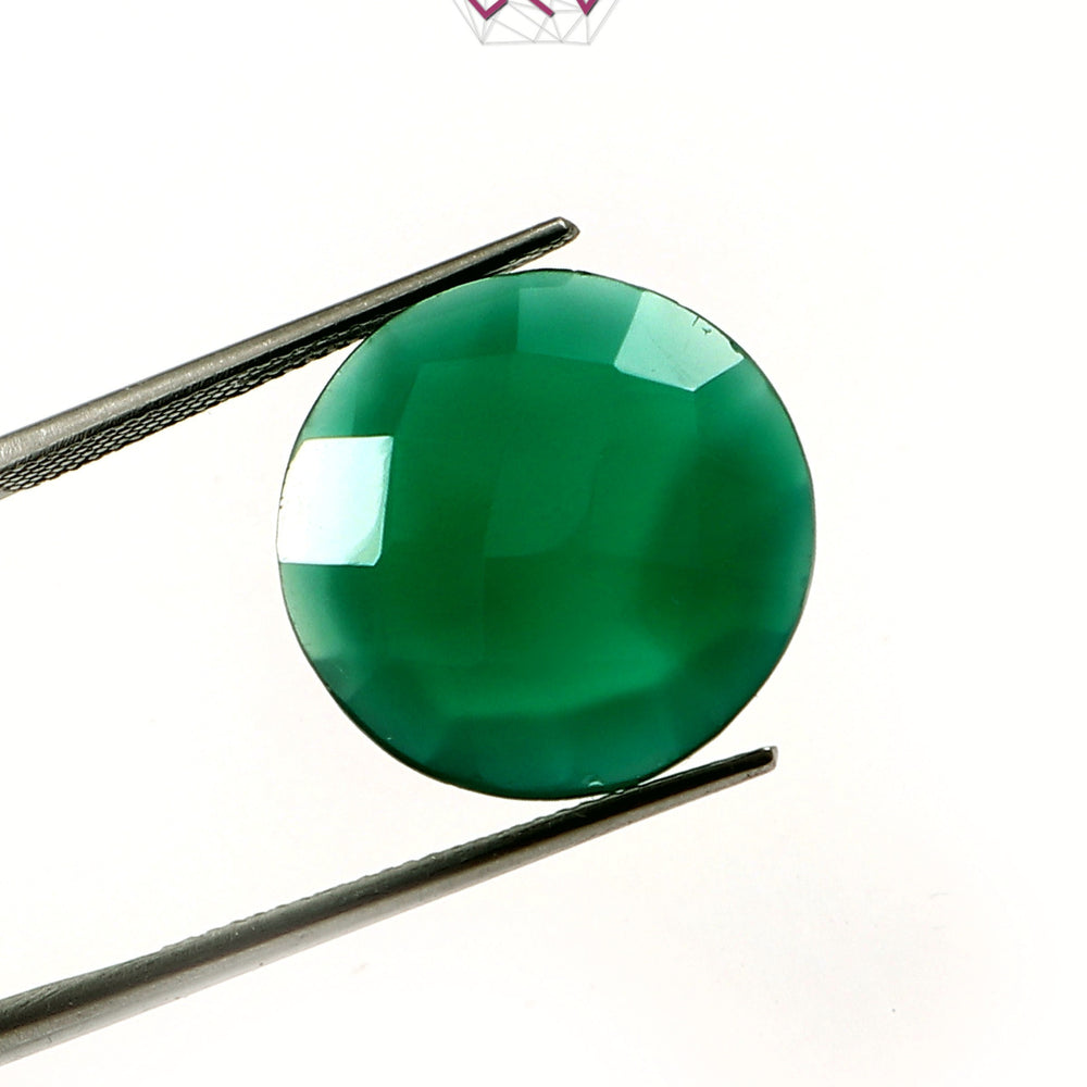 Natural Green Onyx Round Gemstone 11.92 Carat / 13.23 Ratti (With Certificate)